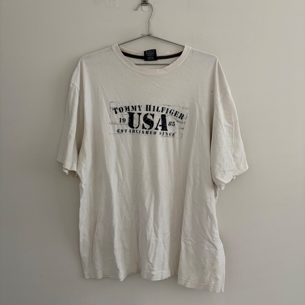 Tommy Hilfiger USA Est 1985 Graphic T-Shirt Mens XL White